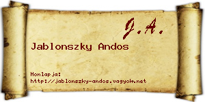 Jablonszky Andos névjegykártya